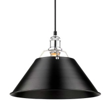 Golden 3306-L CH-BLK - Yep by Golden Lighting Orwell 1-light 14in Pendant in Chrome and Matte Black shade